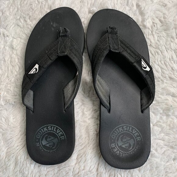 Quiksilver Men's Carver Squish Flip Flop Sandals Black/Grey/Black Size 12 - Picture 1 of 4